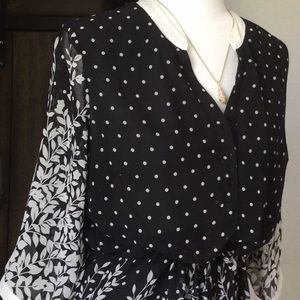 Chiffon floral spring Shirt dress with tie belt